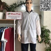 Áo blouse phòng sạch chống tĩnh điện cổ bẻ nút cài NPU-PS10020530
