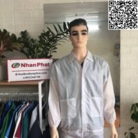 Áo blouse phòng sạch chống tĩnh điện khóa kéo trắng NPU-PS10020516