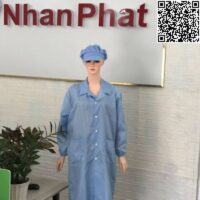 Áo blouse ps chống tĩnh điện cổ bẻ màu xanh NPU-PS10020536