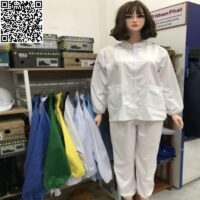 Quần áo thực phẩm thủy sản vải kaki trắng cổ trụ NPU-TP10020549